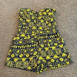 Lucca Couture Strapless Yellow & Navy Blue Romper Size Medium in EUC